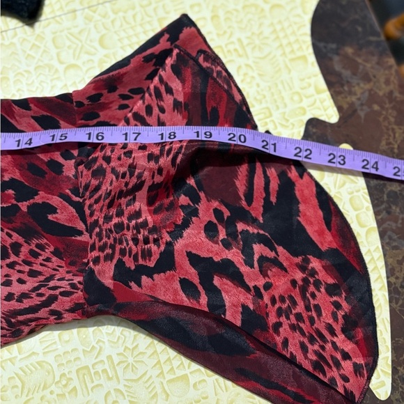 Vintage Animal Print Red and Black Ruffled Bell Sleeve Blouse - Picture 12 of 12